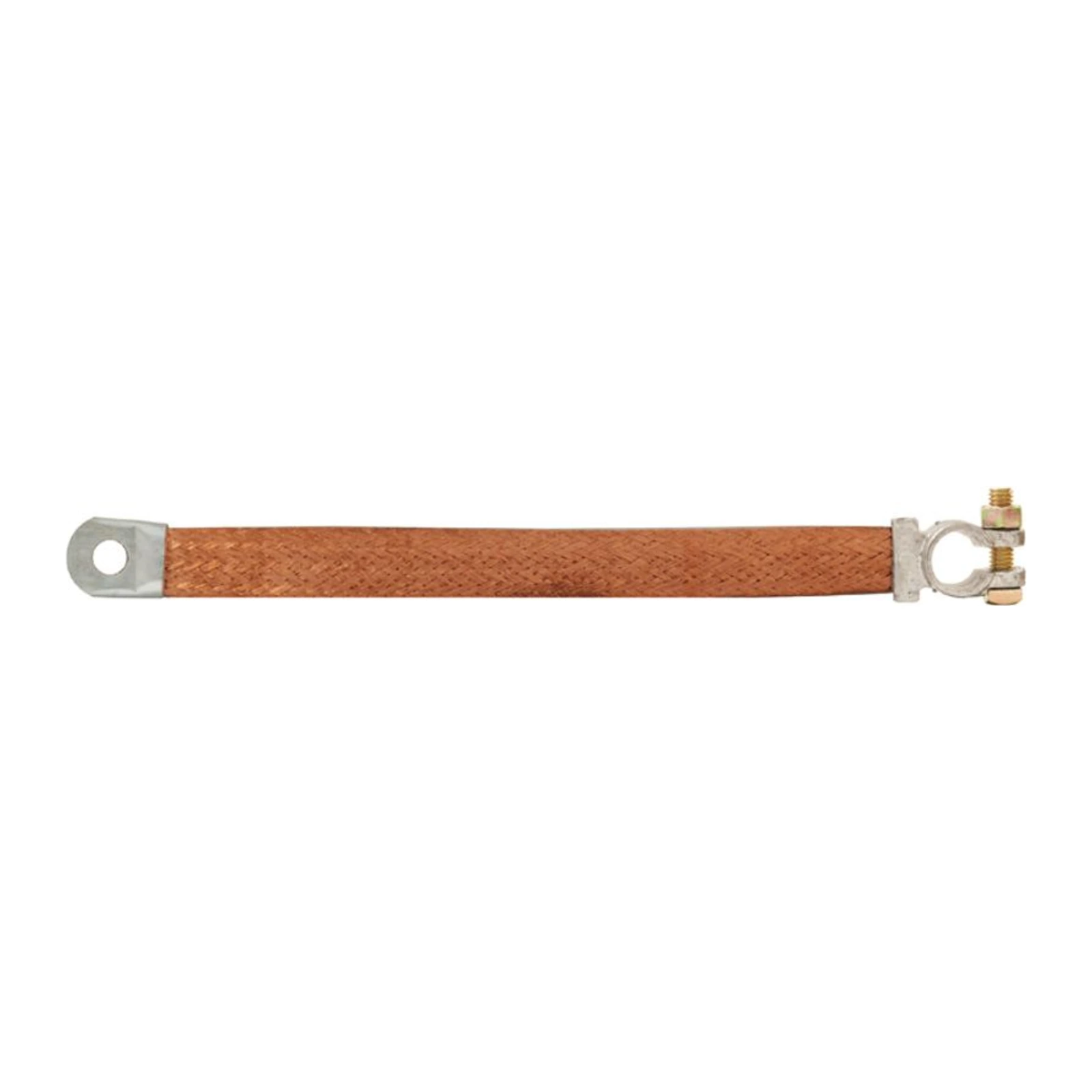 Braided copper battery earth strap with flat lug and battery terminal clamp Braided copper battery earth strap with flat lug and battery terminal clamp