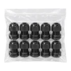 Pack of 10 black nylon cable glands