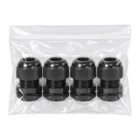 Pack of 4 black nylon cable glands