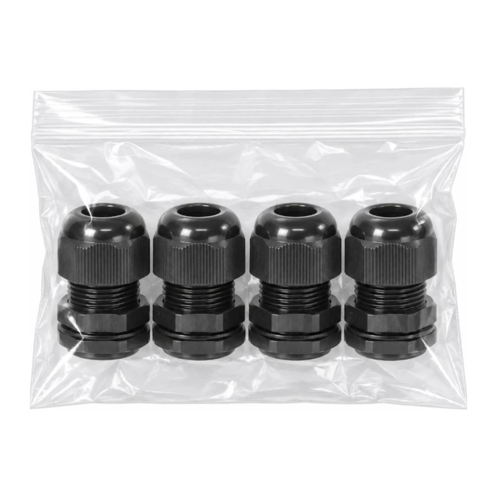 Pack of 4 black nylon cable glands