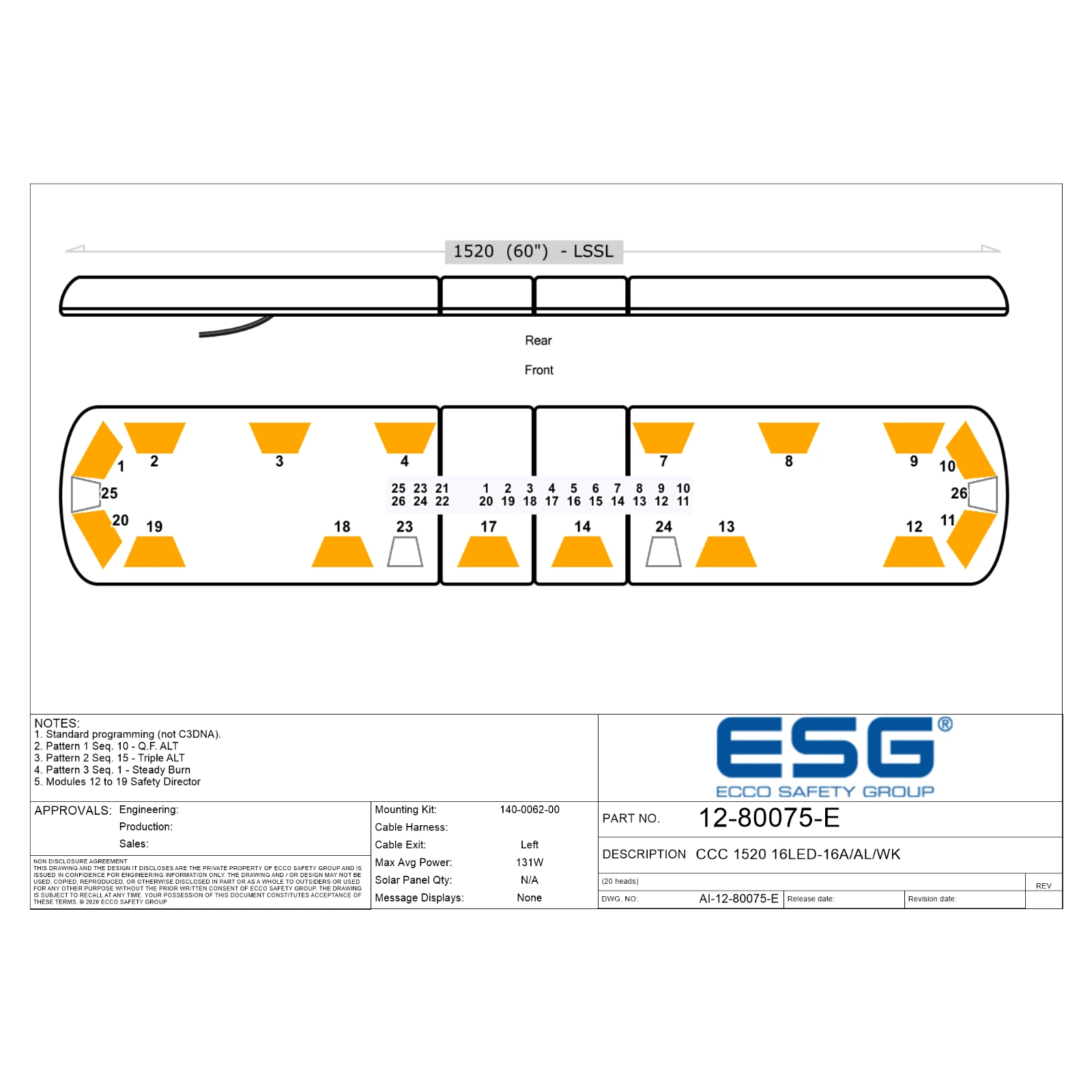 ECCO 12-80075-E lightbar module layout