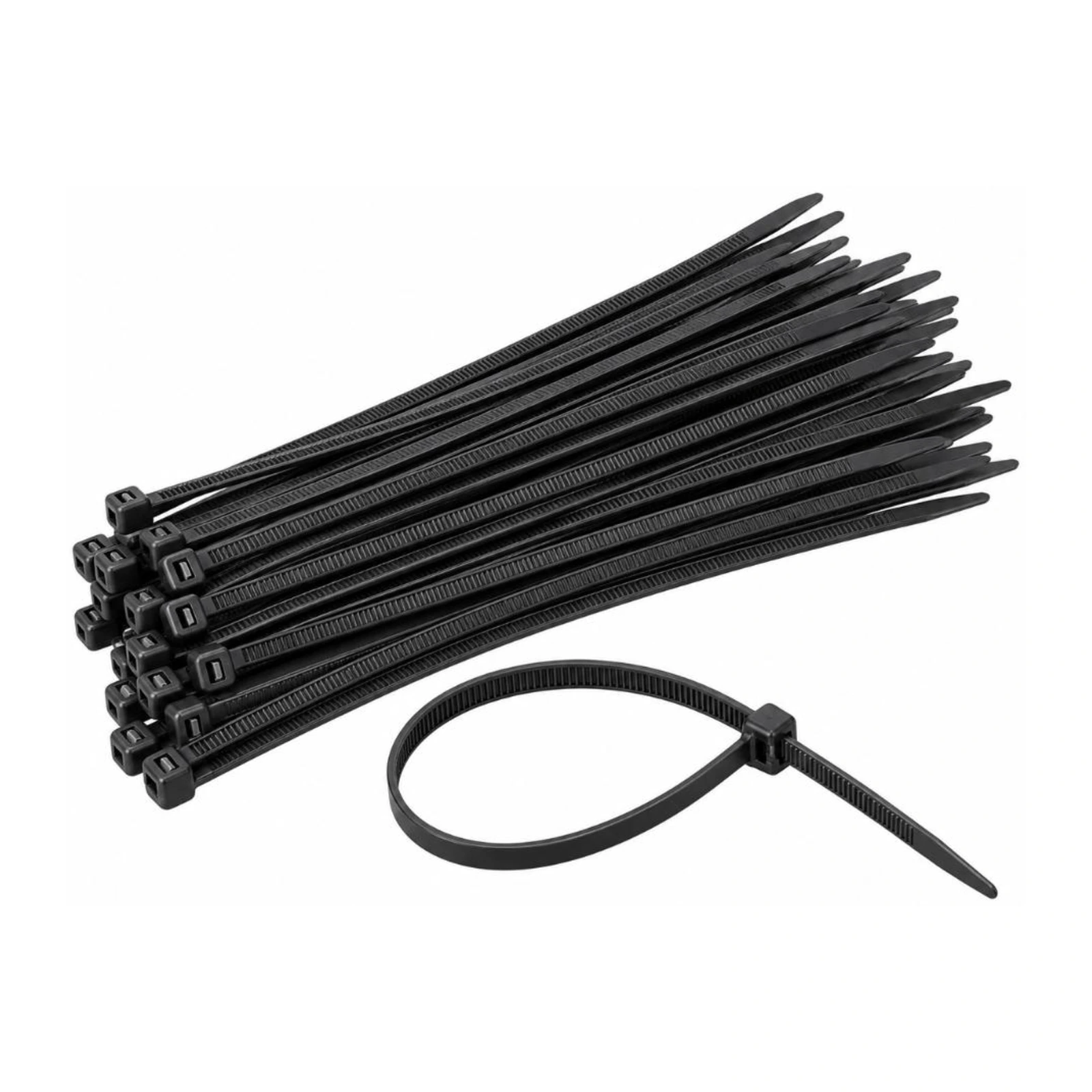 LV Automotive black nylon cable ties 100 pack LV Automotive black nylon 6/6 cable ties, bundle with one tie looped closed