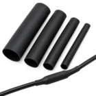 Black single wall heat shrink tubing in several sizes with one piece shrunk over a wire join