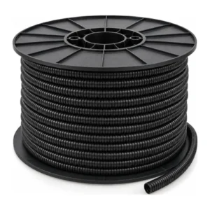 Black split convoluted tubing 16mm 100m spool