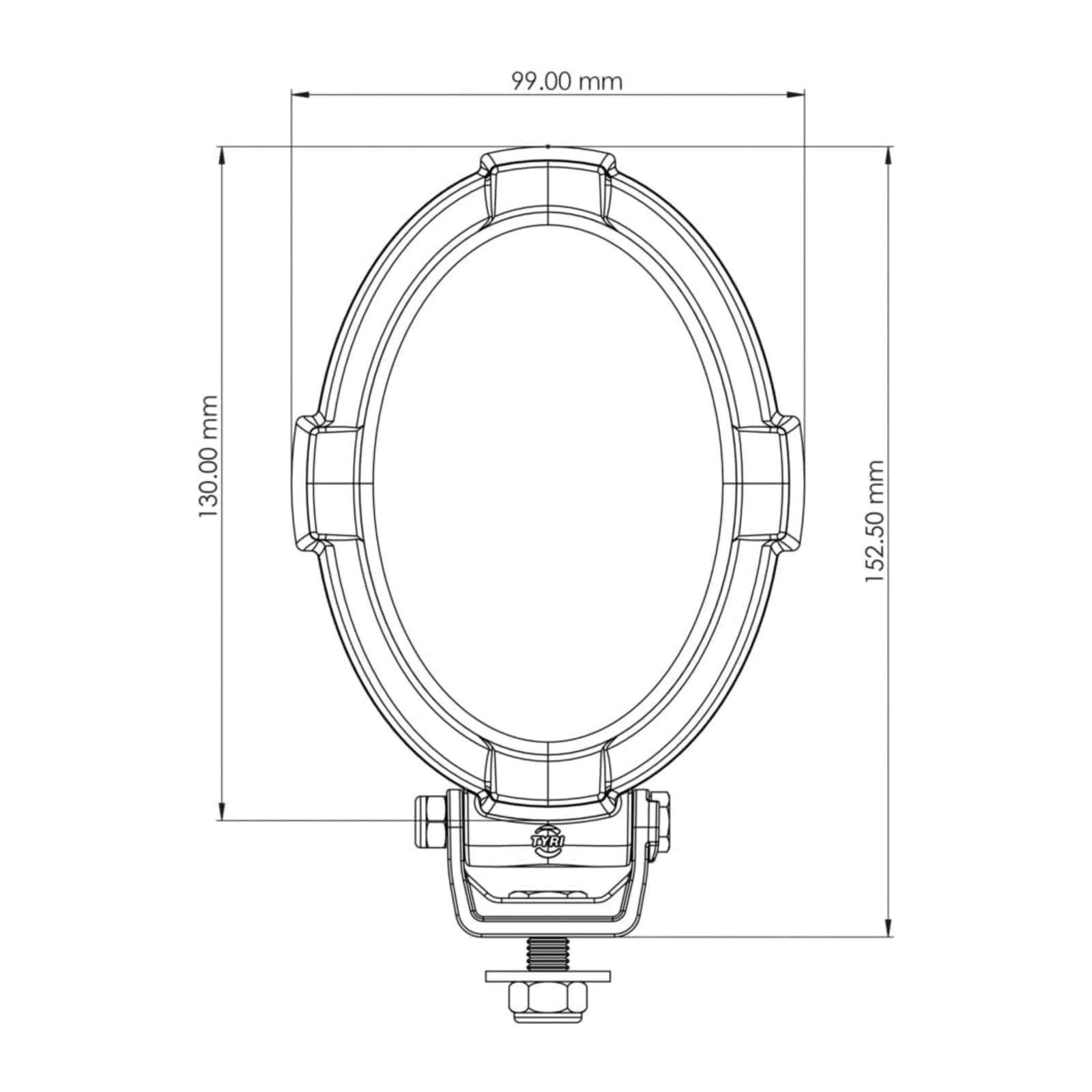 TYRI 1310 Vertical Oval LED Work Light 750–1,400 Lumen 12–48V
